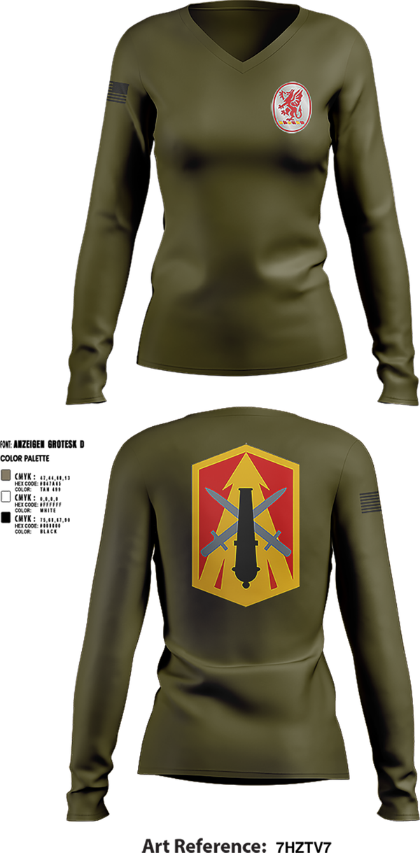 Womens Long Sleeve Vneck Shirt, 3rd Battalion 13th Field Artillery Regiment, , Teamtime, Team time, sublimation, custom sports apparel, team uniforms, spirit wear, spiritwear, sports uniforms, custom shirts, team store, custom team store, fundraiser sports, apparel fundraiser