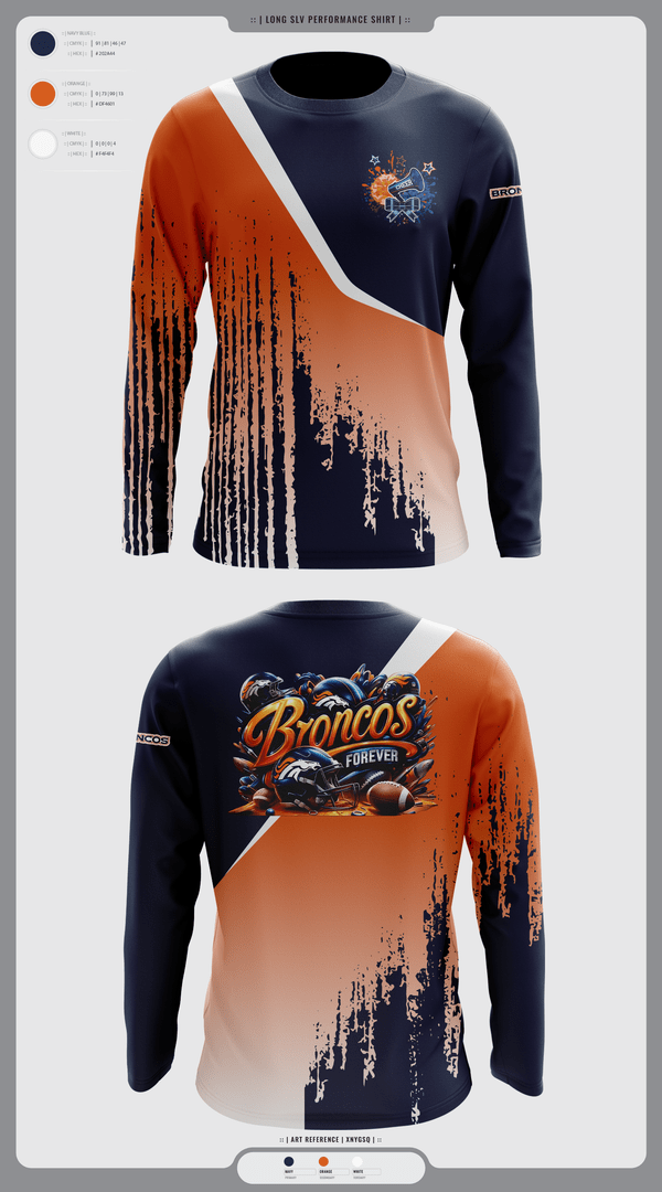 Long Sleeve Performance Shirt, Lady Broncos, Cheer, Teamtime, Team time, sublimation, custom sports apparel, team uniforms, spirit wear, spiritwear, sports uniforms, custom shirts, team store, custom team store, fundraiser sports, apparel fundraiser