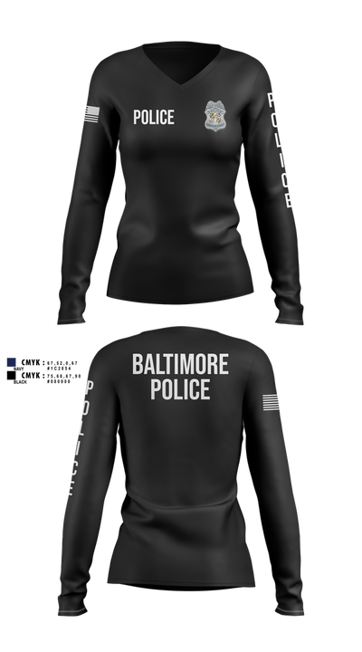 Baltimore Police Department 87844161 Women's Long Sleeve V-neck Shirt - 108