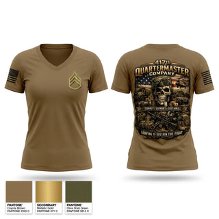 Womens Short Sleeve Vneck Shirt, 417th Quartermaster Company, Army, Teamtime, Team time, sublimation, custom sports apparel, team uniforms, spirit wear, spiritwear, sports uniforms, custom shirts, team store, custom team store, fundraiser sports, apparel fundraiser