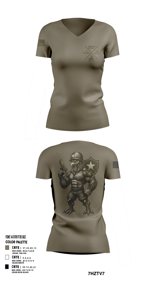 Womens Short Sleeve Vneck Shirt, 1st PLT Roosters, Army, Teamtime, Team time, sublimation, custom sports apparel, team uniforms, spirit wear, spiritwear, sports uniforms, custom shirts, team store, custom team store, fundraiser sports, apparel fundraiser