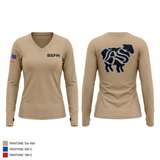 Womens Long Sleeve Vneck Shirt, Bco, Army, Teamtime, Team time, sublimation, custom sports apparel, team uniforms, spirit wear, spiritwear, sports uniforms, custom shirts, team store, custom team store, fundraiser sports, apparel fundraiser