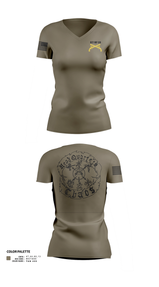 Womens Short Sleeve Vneck Shirt, 977 HQ, Army, Teamtime, Team time, sublimation, custom sports apparel, team uniforms, spirit wear, spiritwear, sports uniforms, custom shirts, team store, custom team store, fundraiser sports, apparel fundraiser