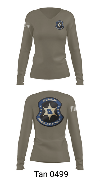 Womens Long Sleeve Vneck Shirt, Operation Relentless Pursuit, Police, Teamtime, Team time, sublimation, custom sports apparel, team uniforms, spirit wear, spiritwear, sports uniforms, custom shirts, team store, custom team store, fundraiser sports, apparel fundraiser