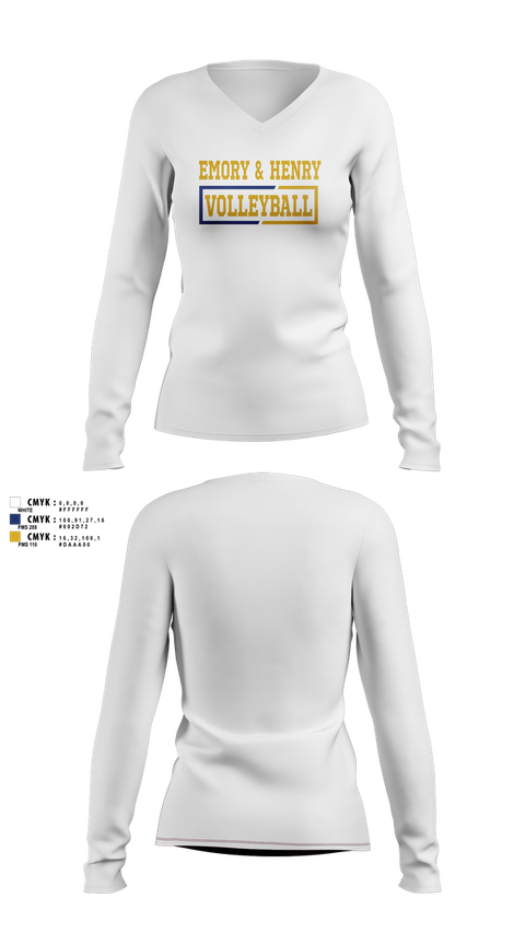 Womens Long Sleeve Vneck Shirt, Emory & Henry Volleyball, Women's Volleyball, Teamtime, Team time, sublimation, custom sports apparel, team uniforms, spirit wear, spiritwear, sports uniforms, custom shirts, team store, custom team store, fundraiser sports, apparel fundraiser