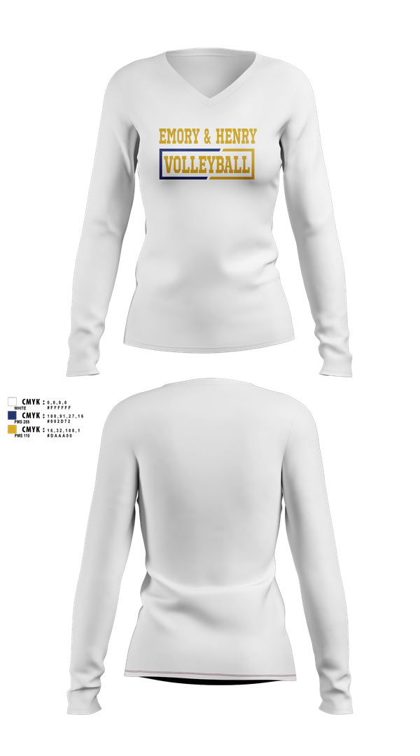 Womens Long Sleeve Vneck Shirt, Emory & Henry Volleyball, Women's Volleyball, Teamtime, Team time, sublimation, custom sports apparel, team uniforms, spirit wear, spiritwear, sports uniforms, custom shirts, team store, custom team store, fundraiser sports, apparel fundraiser