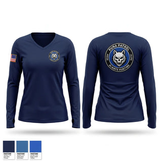 Womens Long Sleeve Vneck Shirt, Puna Patrol, Police, Teamtime, Team time, sublimation, custom sports apparel, team uniforms, spirit wear, spiritwear, sports uniforms, custom shirts, team store, custom team store, fundraiser sports, apparel fundraiser