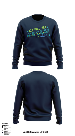Crew Neck Sweatshirt, Carolina Comets, Baseball, Teamtime, Team time, sublimation, custom sports apparel, team uniforms, spirit wear, spiritwear, sports uniforms, custom shirts, team store, custom team store, fundraiser sports, apparel fundraiser