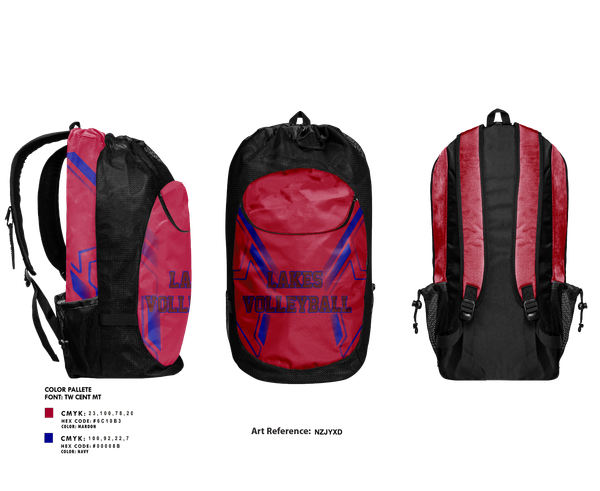 Gear Bag, Lakes Volleyball, Women's Volleyball, Teamtime, Team time, sublimation, custom sports apparel, team uniforms, spirit wear, spiritwear, sports uniforms, custom shirts, team store, custom team store, fundraiser sports, apparel fundraiser