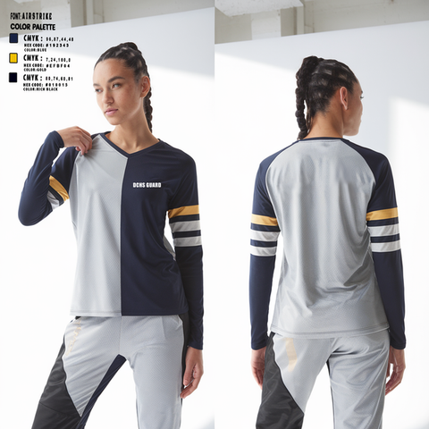Womens Long Sleeve Vneck Shirt, DCHS guard, Spirit Store, Teamtime, Team time, sublimation, custom sports apparel, team uniforms, spirit wear, spiritwear, sports uniforms, custom shirts, team store, custom team store, fundraiser sports, apparel fundraiser