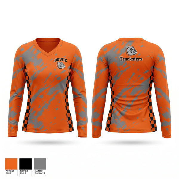 Womens Long Sleeve Vneck Shirt, Bowie Boys & Girls Club Tracksters, Track & Field, Teamtime, Team time, sublimation, custom sports apparel, team uniforms, spirit wear, spiritwear, sports uniforms, custom shirts, team store, custom team store, fundraiser sports, apparel fundraiser