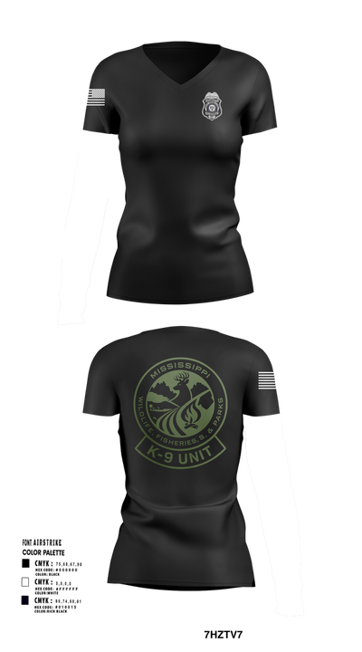 MDWFP K9 21939837 Women's Short Sleeve V-neck Shirt - 102