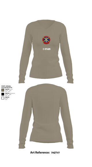 Womens Long Sleeve Vneck Shirt, C-STARS, , Teamtime, Team time, sublimation, custom sports apparel, team uniforms, spirit wear, spiritwear, sports uniforms, custom shirts, team store, custom team store, fundraiser sports, apparel fundraiser
