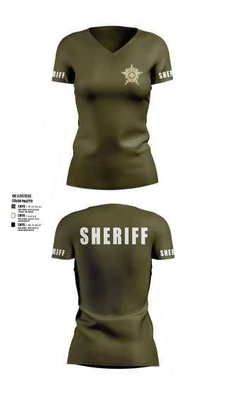 Womens Short Sleeve Vneck Shirt, SHERIFF, Police, Teamtime, Team time, sublimation, custom sports apparel, team uniforms, spirit wear, spiritwear, sports uniforms, custom shirts, team store, custom team store, fundraiser sports, apparel fundraiser