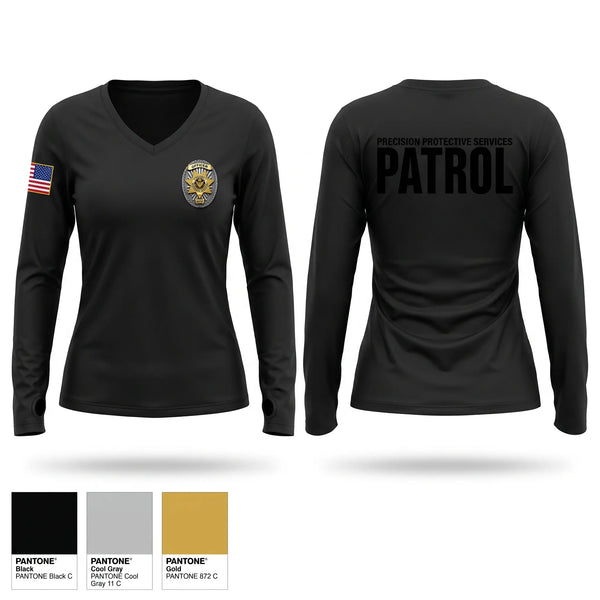Womens Long Sleeve Vneck Shirt, PATROL, Police, Teamtime, Team time, sublimation, custom sports apparel, team uniforms, spirit wear, spiritwear, sports uniforms, custom shirts, team store, custom team store, fundraiser sports, apparel fundraiser
