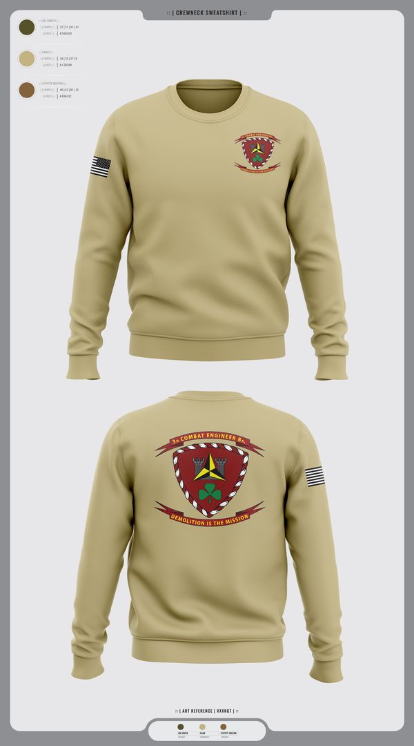Crew Neck Sweatshirt, 3d Combat Engineer Battalion, , Teamtime, Team time, sublimation, custom sports apparel, team uniforms, spirit wear, spiritwear, sports uniforms, custom shirts, team store, custom team store, fundraiser sports, apparel fundraiser