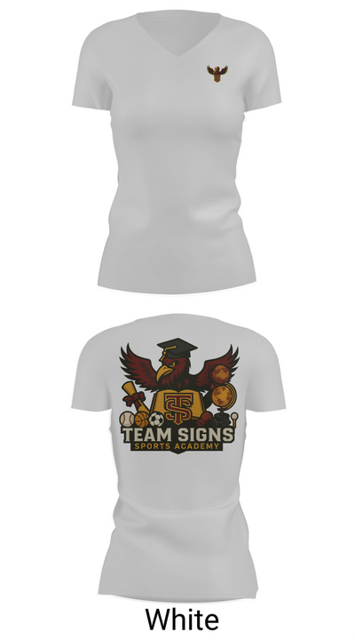 Team Signs Sports Academy 72258111 Women's Short Sleeve V-neck Shirt - 19