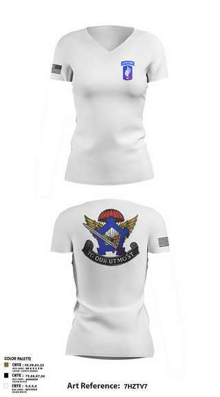 Womens Short Sleeve Vneck Shirt, HHC, Brigade Support Battalion 173D IBCT(A), , Teamtime, Team time, sublimation, custom sports apparel, team uniforms, spirit wear, spiritwear, sports uniforms, custom shirts, team store, custom team store, fundraiser sports, apparel fundraiser
