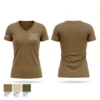 Womens Short Sleeve Vneck Shirt, 1-178 Field Artillery Battalion, Army, Teamtime, Team time, sublimation, custom sports apparel, team uniforms, spirit wear, spiritwear, sports uniforms, custom shirts, team store, custom team store, fundraiser sports, apparel fundraiser