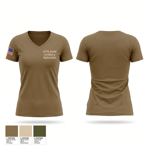 Womens Short Sleeve Vneck Shirt, 1-178 Field Artillery Battalion, Army, Teamtime, Team time, sublimation, custom sports apparel, team uniforms, spirit wear, spiritwear, sports uniforms, custom shirts, team store, custom team store, fundraiser sports, apparel fundraiser