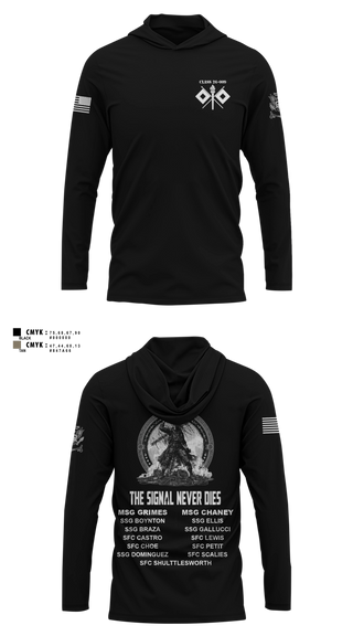 Long Sleeve hooded sunshirt, Senior Leaders Course FY26-009, Army, Teamtime, Team time, sublimation, custom sports apparel, team uniforms, spirit wear, spiritwear, sports uniforms, custom shirts, team store, custom team store, fundraiser sports, apparel fundraiser