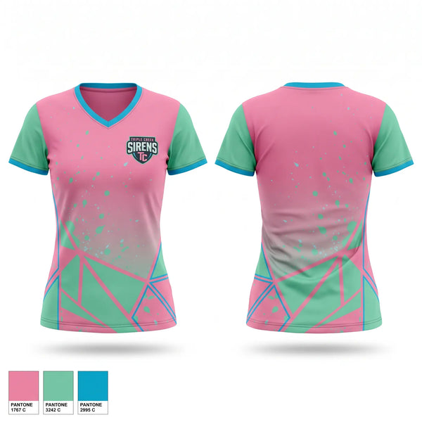 Womens Short Sleeve Vneck Shirt, Triple Creek Sirens, Softball, Teamtime, Team time, sublimation, custom sports apparel, team uniforms, spirit wear, spiritwear, sports uniforms, custom shirts, team store, custom team store, fundraiser sports, apparel fundraiser