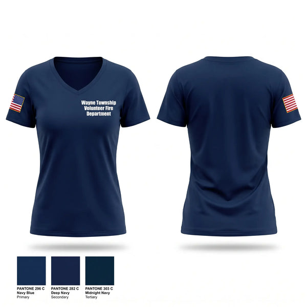 Womens Short Sleeve Vneck Shirt, Wayne Township Volunteer Fire Department, Fire Department, Teamtime, Team time, sublimation, custom sports apparel, team uniforms, spirit wear, spiritwear, sports uniforms, custom shirts, team store, custom team store, fundraiser sports, apparel fundraiser