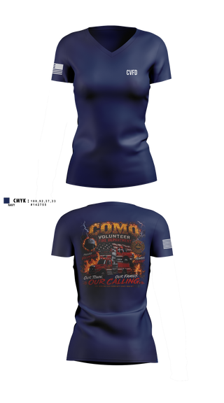 Womens Short Sleeve Vneck Shirt, Como Volunteer Fire Department, Fire Department, Teamtime, Team time, sublimation, custom sports apparel, team uniforms, spirit wear, spiritwear, sports uniforms, custom shirts, team store, custom team store, fundraiser sports, apparel fundraiser