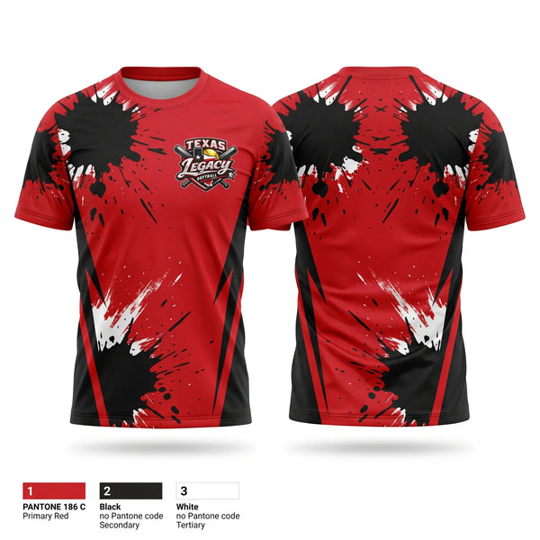 Soft Poly Tee Cotton Like Feel, Texas legacy, Softball, Teamtime, Team time, sublimation, custom sports apparel, team uniforms, spirit wear, spiritwear, sports uniforms, custom shirts, team store, custom team store, fundraiser sports, apparel fundraiser