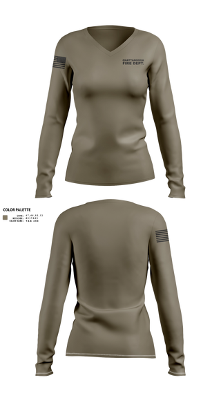 Womens Long Sleeve Vneck Shirt, Chattanooga Fire dept., Fire Department, Teamtime, Team time, sublimation, custom sports apparel, team uniforms, spirit wear, spiritwear, sports uniforms, custom shirts, team store, custom team store, fundraiser sports, apparel fundraiser