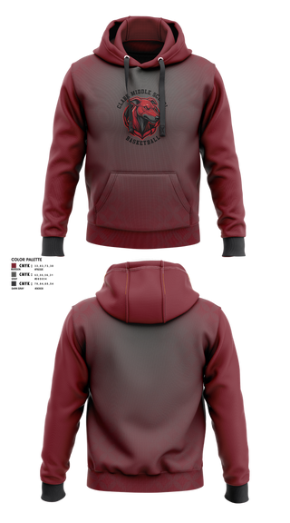 Hoodie, Clark Middle School, Men's Basketball, Teamtime, Team time, sublimation, custom sports apparel, team uniforms, spirit wear, spiritwear, sports uniforms, custom shirts, team store, custom team store, fundraiser sports, apparel fundraiser