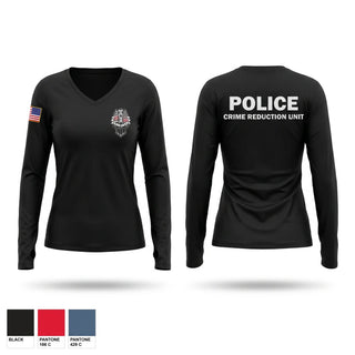 Womens Long Sleeve Vneck Shirt, CRIME REDUCTION UNIT, Police, Teamtime, Team time, sublimation, custom sports apparel, team uniforms, spirit wear, spiritwear, sports uniforms, custom shirts, team store, custom team store, fundraiser sports, apparel fundraiser