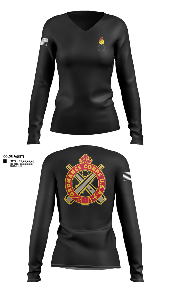Womens Long Sleeve Vneck Shirt, RTS-M FT. HOOD, Army, Teamtime, Team time, sublimation, custom sports apparel, team uniforms, spirit wear, spiritwear, sports uniforms, custom shirts, team store, custom team store, fundraiser sports, apparel fundraiser