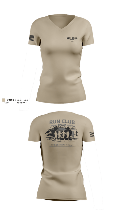 Womens Short Sleeve Vneck Shirt, RUN CLUB (PSAB), Air Force, Teamtime, Team time, sublimation, custom sports apparel, team uniforms, spirit wear, spiritwear, sports uniforms, custom shirts, team store, custom team store, fundraiser sports, apparel fundraiser