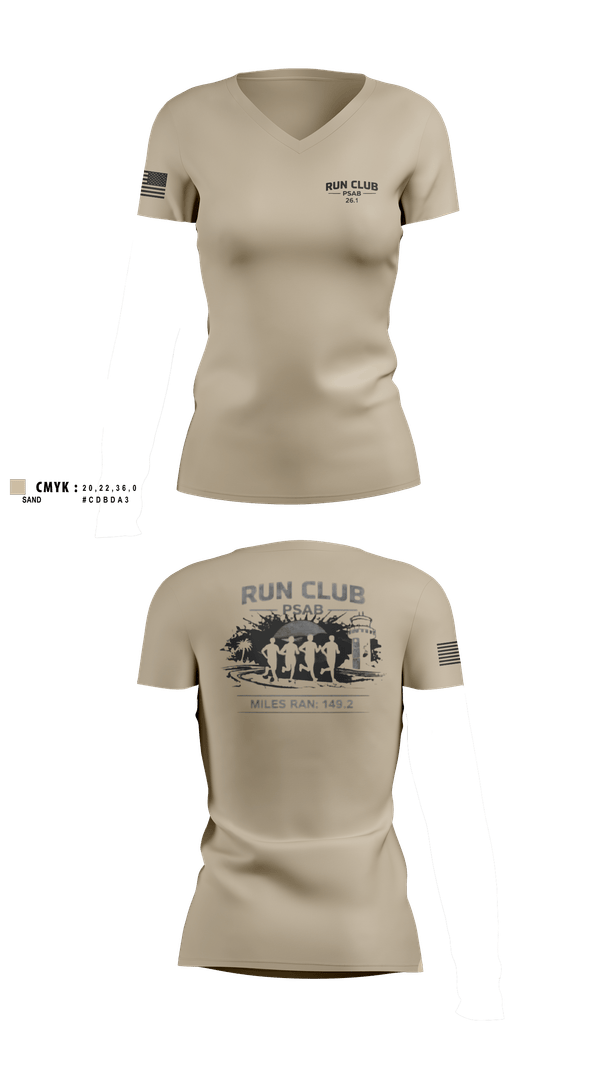 Womens Short Sleeve Vneck Shirt, RUN CLUB (PSAB), Air Force, Teamtime, Team time, sublimation, custom sports apparel, team uniforms, spirit wear, spiritwear, sports uniforms, custom shirts, team store, custom team store, fundraiser sports, apparel fundraiser