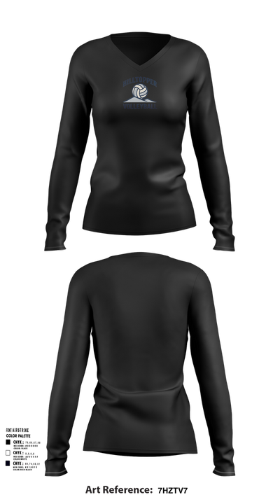 R-S Central Hilltoppers Volleyball 15542633 Women's Long Sleeve V-neck Shirt - 88