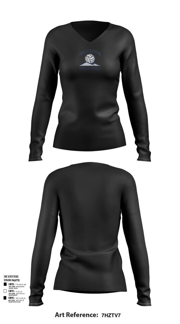 Womens Long Sleeve Vneck Shirt, R-S Central Hilltoppers Volleyball, Women's Volleyball, Teamtime, Team time, sublimation, custom sports apparel, team uniforms, spirit wear, spiritwear, sports uniforms, custom shirts, team store, custom team store, fundraiser sports, apparel fundraiser