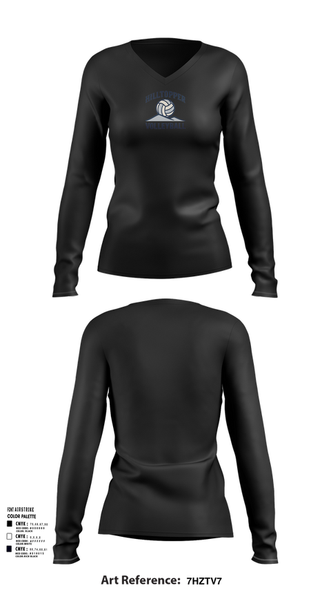 Womens Long Sleeve Vneck Shirt, R-S Central Hilltoppers Volleyball, Women's Volleyball, Teamtime, Team time, sublimation, custom sports apparel, team uniforms, spirit wear, spiritwear, sports uniforms, custom shirts, team store, custom team store, fundraiser sports, apparel fundraiser