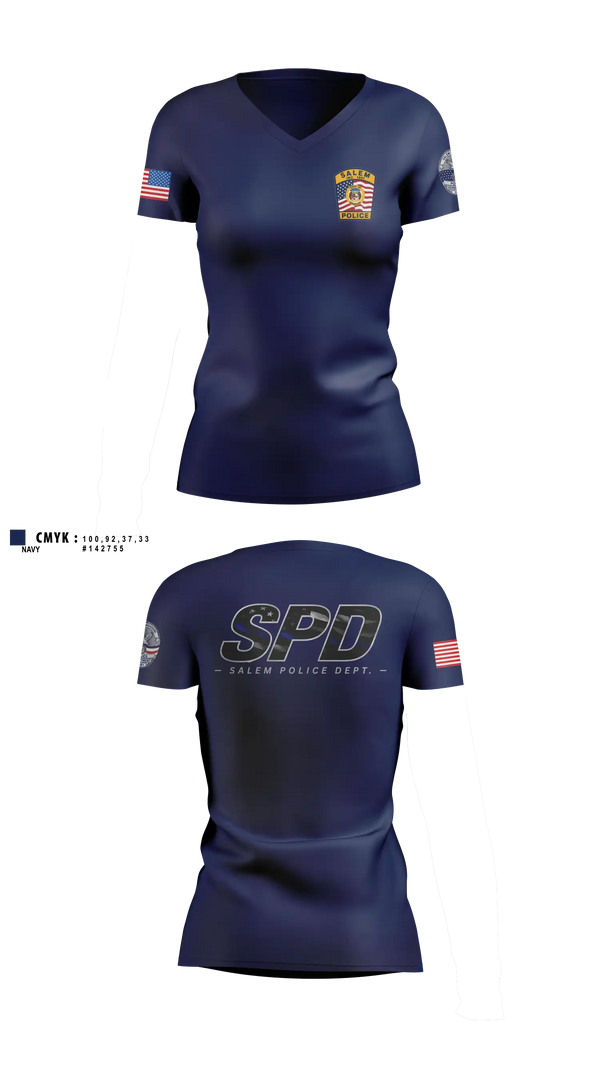Womens Short Sleeve Vneck Shirt, Salem Police Department, Police, Teamtime, Team time, sublimation, custom sports apparel, team uniforms, spirit wear, spiritwear, sports uniforms, custom shirts, team store, custom team store, fundraiser sports, apparel fundraiser