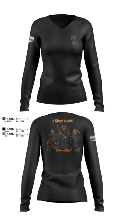 7 Women's Long Sleeve V-neck Shirt - 100