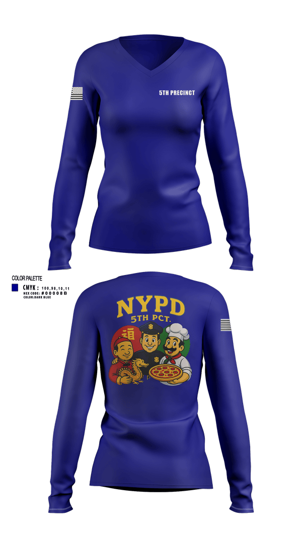 Womens Long Sleeve Vneck Shirt, 5th Precinct, Police, Teamtime, Team time, sublimation, custom sports apparel, team uniforms, spirit wear, spiritwear, sports uniforms, custom shirts, team store, custom team store, fundraiser sports, apparel fundraiser