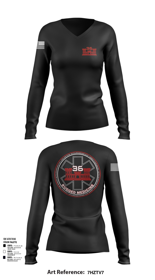Womens Long Sleeve Vneck Shirt, 36 Engineer Brigade, Army, Teamtime, Team time, sublimation, custom sports apparel, team uniforms, spirit wear, spiritwear, sports uniforms, custom shirts, team store, custom team store, fundraiser sports, apparel fundraiser