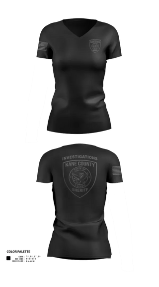 Womens Short Sleeve Vneck Shirt, Kane County Investigations, Police, Teamtime, Team time, sublimation, custom sports apparel, team uniforms, spirit wear, spiritwear, sports uniforms, custom shirts, team store, custom team store, fundraiser sports, apparel fundraiser