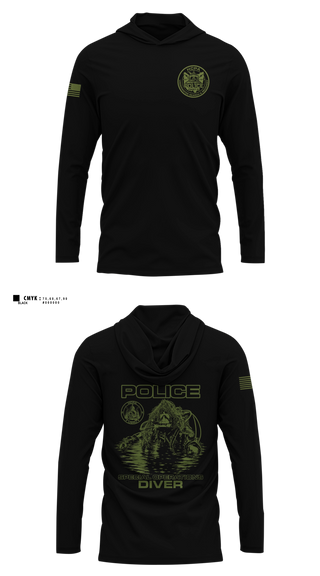Long Sleeve hooded sunshirt, Cincinnati PD Marine Patrol, Police, Teamtime, Team time, sublimation, custom sports apparel, team uniforms, spirit wear, spiritwear, sports uniforms, custom shirts, team store, custom team store, fundraiser sports, apparel fundraiser