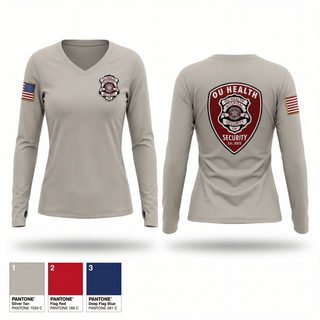 Womens Long Sleeve Vneck Shirt, OUH Security, Police, Teamtime, Team time, sublimation, custom sports apparel, team uniforms, spirit wear, spiritwear, sports uniforms, custom shirts, team store, custom team store, fundraiser sports, apparel fundraiser