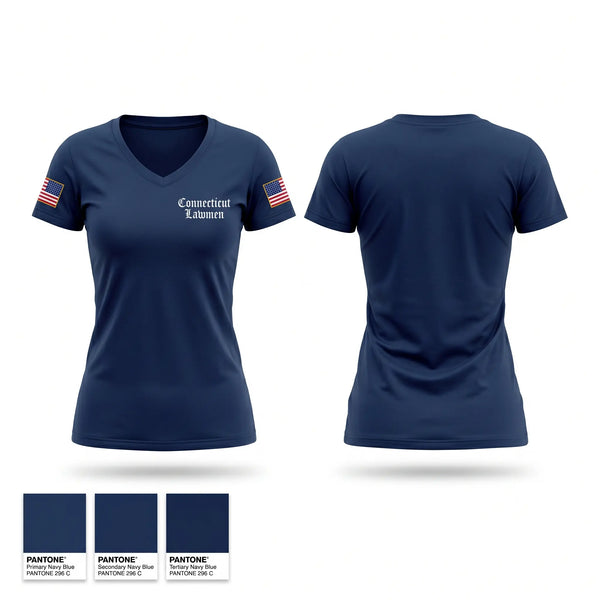 Womens Short Sleeve Vneck Shirt, Connecticut Lawmen, Police, Teamtime, Team time, sublimation, custom sports apparel, team uniforms, spirit wear, spiritwear, sports uniforms, custom shirts, team store, custom team store, fundraiser sports, apparel fundraiser