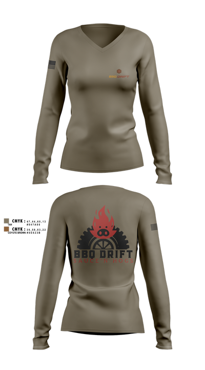 BBQ Drift 17355442 Women's Long Sleeve V-neck Shirt - 2