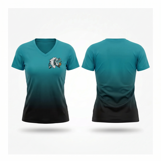 Womens Short Sleeve Vneck Shirt, Mendota Aztecs, Track & Field, Teamtime, Team time, sublimation, custom sports apparel, team uniforms, spirit wear, spiritwear, sports uniforms, custom shirts, team store, custom team store, fundraiser sports, apparel fundraiser