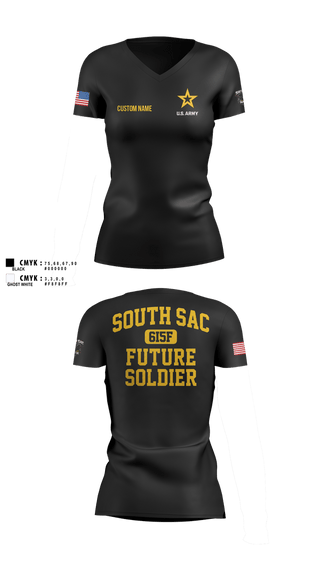 Womens Short Sleeve Vneck Shirt, SAC SOUTH, Army, Teamtime, Team time, sublimation, custom sports apparel, team uniforms, spirit wear, spiritwear, sports uniforms, custom shirts, team store, custom team store, fundraiser sports, apparel fundraiser