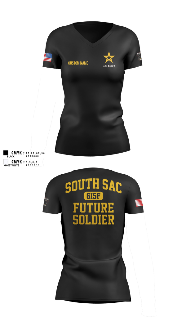 Womens Short Sleeve Vneck Shirt, SAC SOUTH, Army, Teamtime, Team time, sublimation, custom sports apparel, team uniforms, spirit wear, spiritwear, sports uniforms, custom shirts, team store, custom team store, fundraiser sports, apparel fundraiser